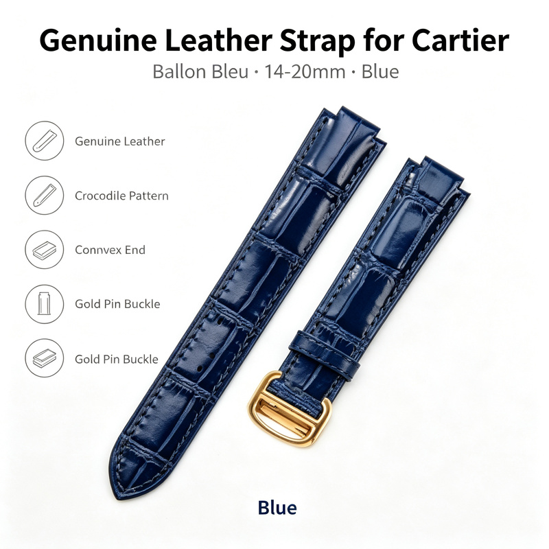 14-20mm Genuine Leather Strap  - Cartier Watch Ballon Bleu recension och pris